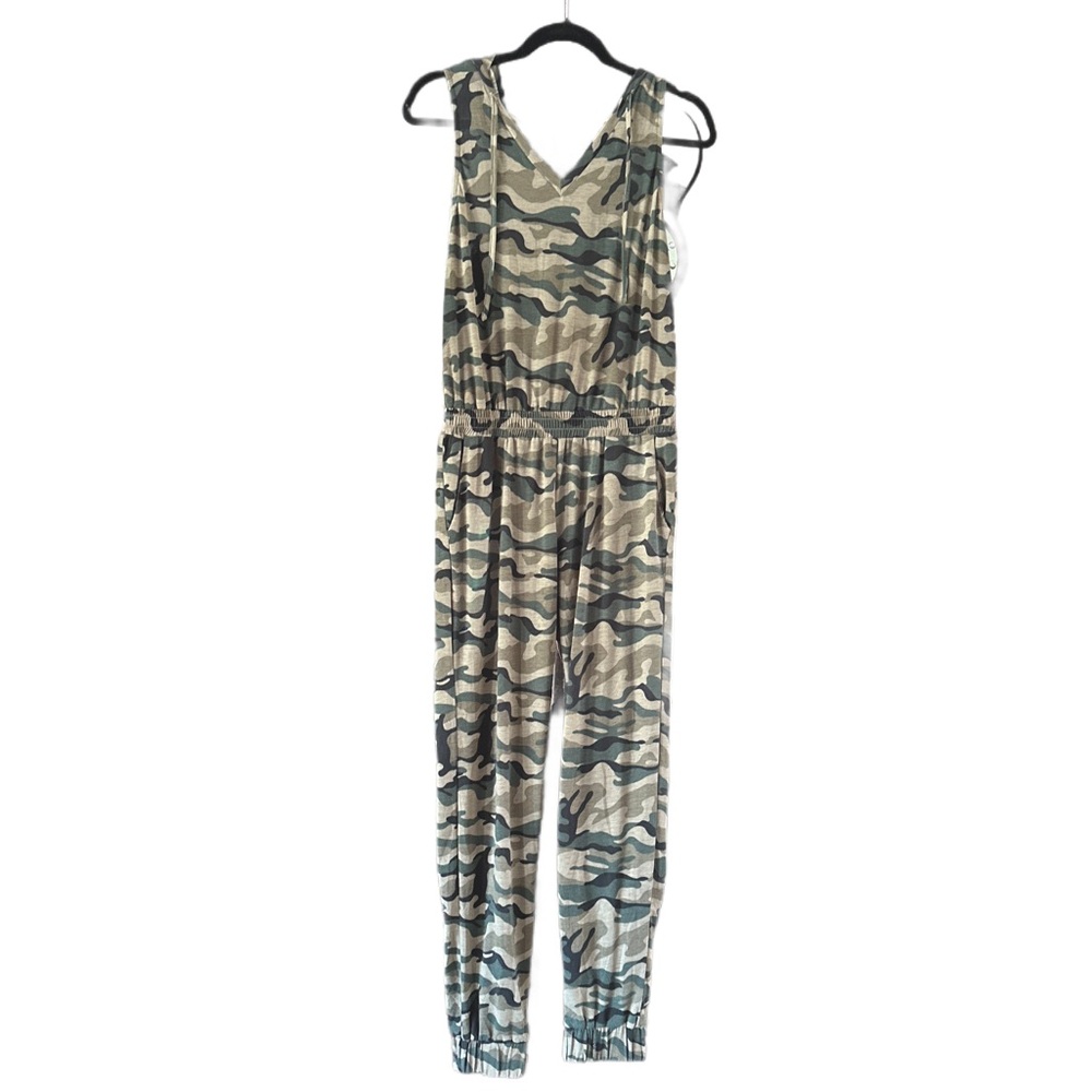 Glam Camo Hooded Jogger Jumpsuit - Sz M